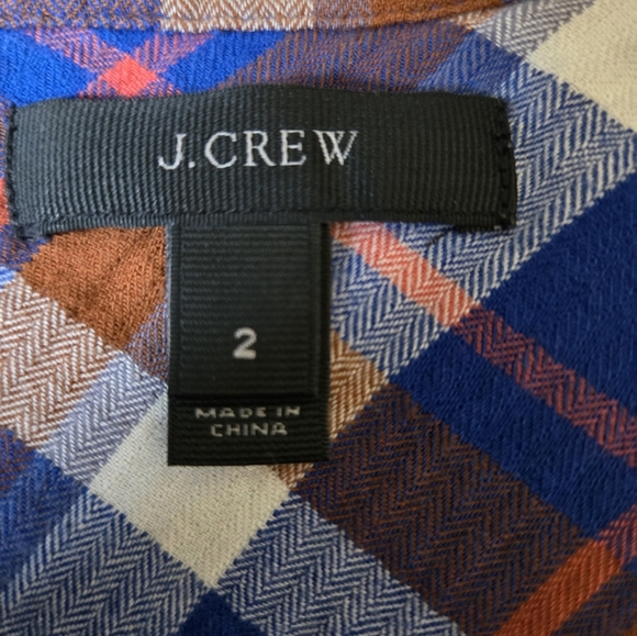 J.CREW Blue and Orange Plaid Button-Up Cotton Shirt. Size Small - Picture 8 of 12